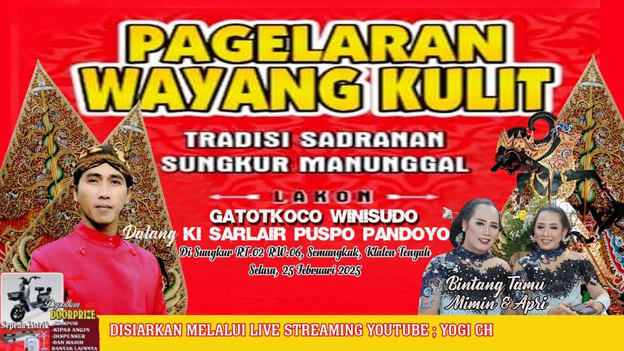 LIVE || PAGELARAN WAYANG KULIT LAKON GATOTKOCO WINISUDO DALANG KI SARLAIR PUSPO PANDOYO