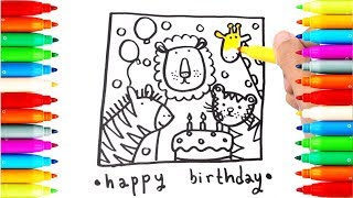 How to Draw and Coloring  Birthday card   Pizza    Sweater // Coloring Stars