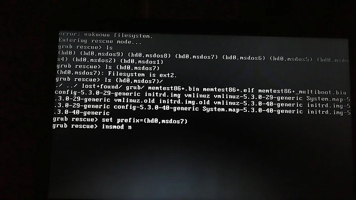 Grub Rescue :Unknown filesystem normal.mod missing [SOLVED]