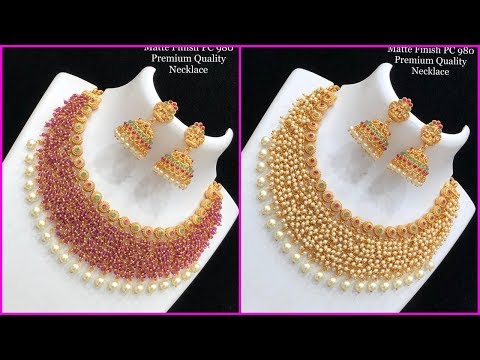 Latest 1 Gram Gold Matte Finish Guttapusalu Designs || Gutta Pusalu Necklace Sets Buy Online