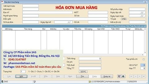 Hướng dẫn sử dụng phần mềm kế toán SAS INNOVA - Hóa đơn mua hàng