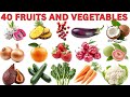 40 Fruits and Vegetables Names for Kids | Learn in Hindi &amp; English | Kids Learning Video
