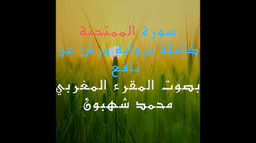 سورة الممتحنة برواية ورش بصوت المقرئ محمد شهبون