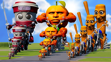 Big & Small: Cappuccino Assassino Tung Tung Sahur vs Udin Din Din Dun on a motorcycle | BeamNG.Drive