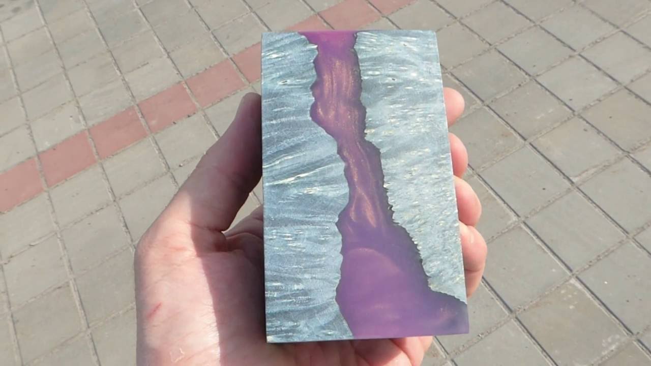 Hybrid stabilized maple burl  - resin changes color on the degree of illumination - Purple №2