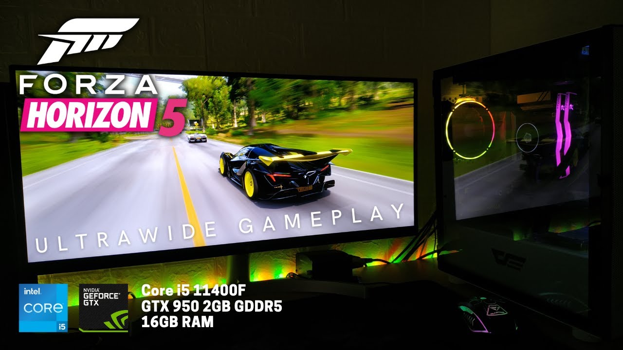 Forza Horizon 5 Ultrawide Gameplay | Core i5 11400F | 16Gb RAM | GTX 950 2GB | FPS Monitor