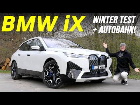 BMW iX AWD driving REVIEW with German Autobahn, winter range and fast charging test! xDrive50