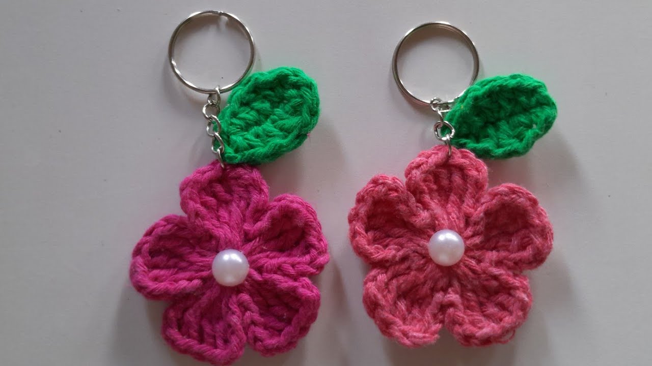 Chaveiro flor em crochê passo a passo 