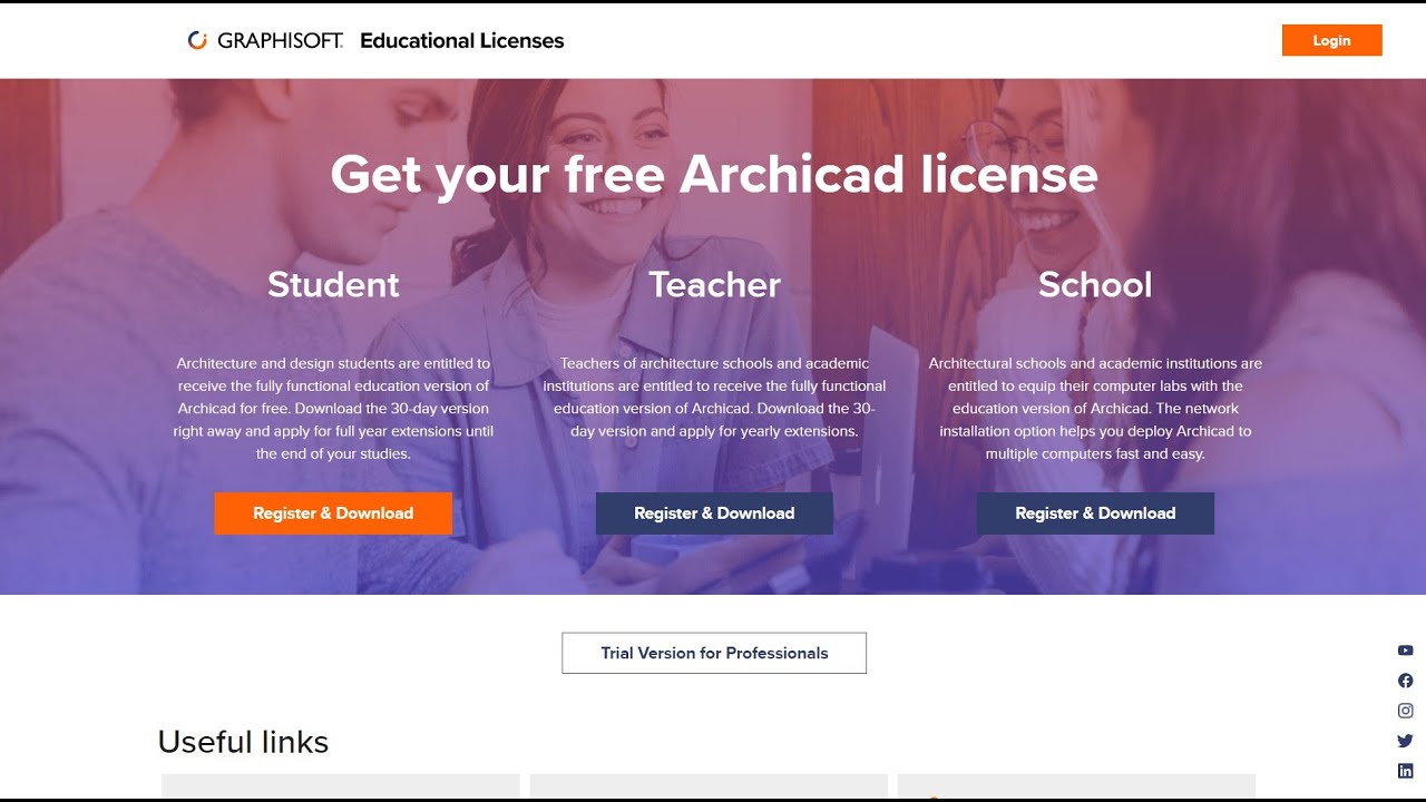 Archicad is free for students, educators, researchers, and schools
