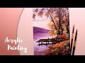 Acrylic Landscape Painting in Time-lapse / Trees and Lake / PaintwithShiba