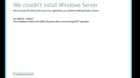 The installation failed in the SAFE_OS phase with an error during BOOT operation. In-Place Upgrade