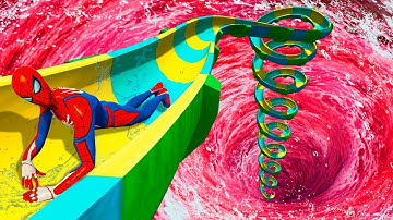 [ULTIMATE CHALLENGE 13+] Spiderman VS The Royal Water Slide | GTA 5 WaterSlides