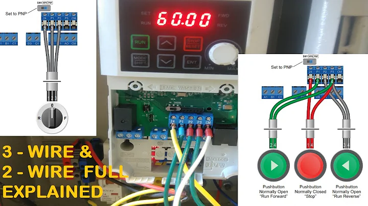 LS ELECTRIC - M100|VFD 3 Wire & 2 Wire Control Wiring with Push Button VFD Parameters Programming  .