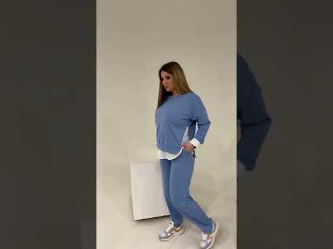 Прогулянковий модний жіночий спортивний костюм з двонитки весна-осінь великі розміри, видео 1
