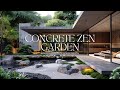 Jardin zen en bton dans une conception de maison moderne en bton
