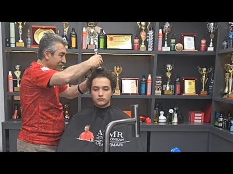 ASMR RELAXING HAIR CUTTING AND BODY MASSAGE WITH MUNUR ONKAN