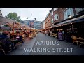 Aarhus walking tour in the walking street | 4K