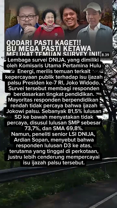 The majority of elementary school graduates and below don't believe fake JKW diplomas, but those ...