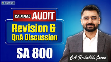 CA Final Auditing Amendment Lecture 3 Ch. 8. SA 800 for May 25 exam & onwards by CA Rishabh Jain