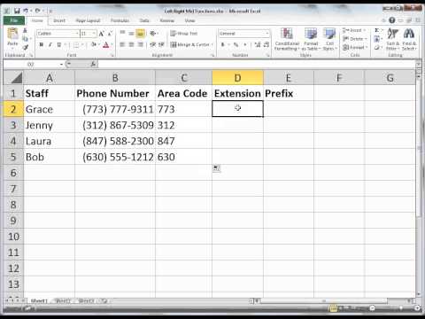 Excel Left Right & Mid Functions