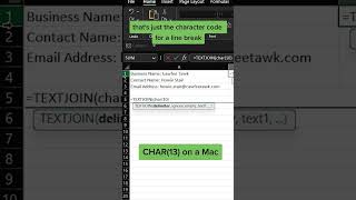 Excel Quick Tips - How to include a line break when using TEXTJOIN in Excel! #excel #shorts screenshot 2