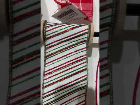 Raz 4" Red, Green, and White Striped Wired Christmas Ribbon R4171851