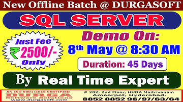 SQL SERVER Offline Training @ DURGASOFT