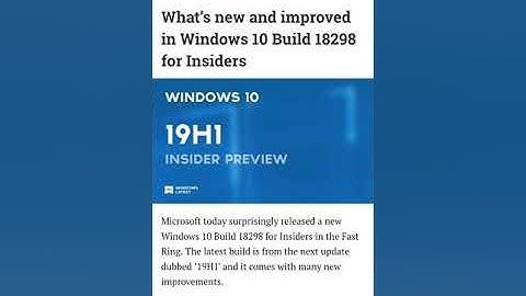 Windows insider build 18298 with start menu and other improvements