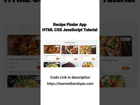 Recipe Finder App HTML CSS JavaScript Tutorial Food API Project Learn with Arshyan coding