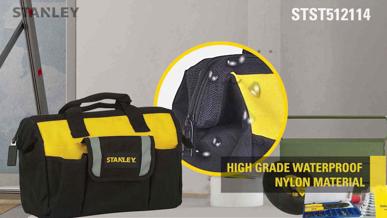 Stanley Multipurpose Tool Storage Water Proof Open Mouth Bag  (Yellow-Black), STST512114, 12 Inch