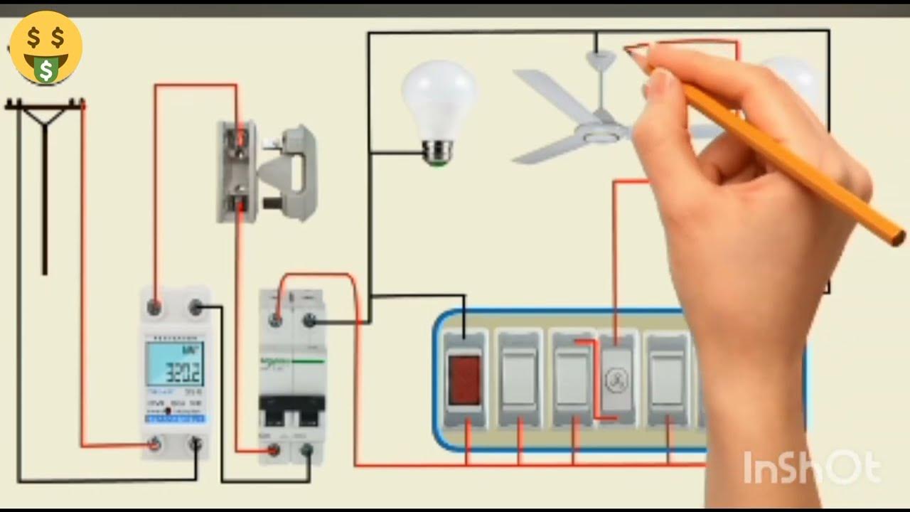 Electric Pole to Room House Wiring Diagram | switch board wiring - YouTube