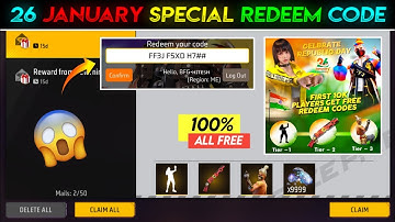 26 January Redeem Code Free Fire | Free Fire Redeem Code Today