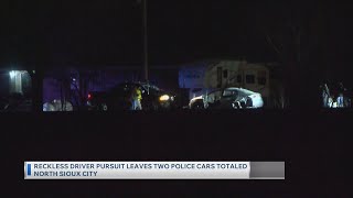 Reckless driver pursuit leaves two police cars totaled