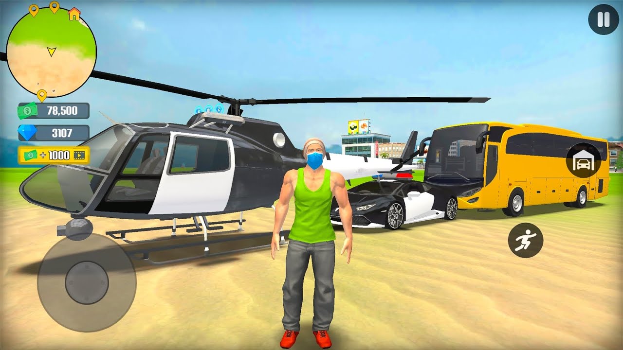 Police Helicopter Car Coach Bus Huge Open City Motorbike Racing Simulator - Android Gameplay.