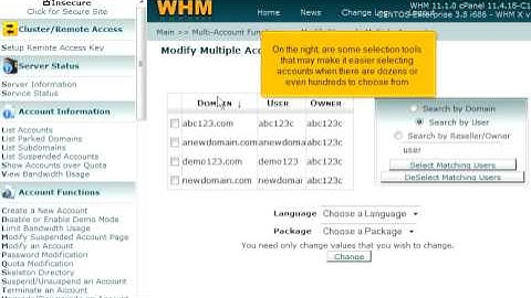 Using Multi-Account Functions in WHM