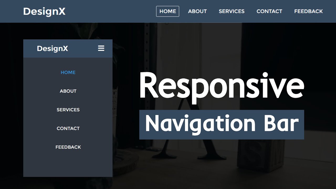 Responsive Navigation Menu Bar using HTML CSS & JavaScript - YouTube