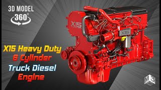 X15 Heavy Duty Truck 6 Cylinder Diesel Engine | Markos3d | 360 Degree Turn Around screenshot 5