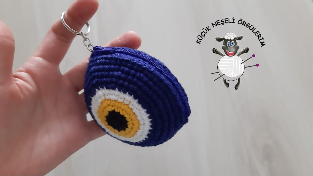 Amigurumi Nazar Boncuğu Cüzdan-Anahtarlık Yapımı (wallet keychain pattern)