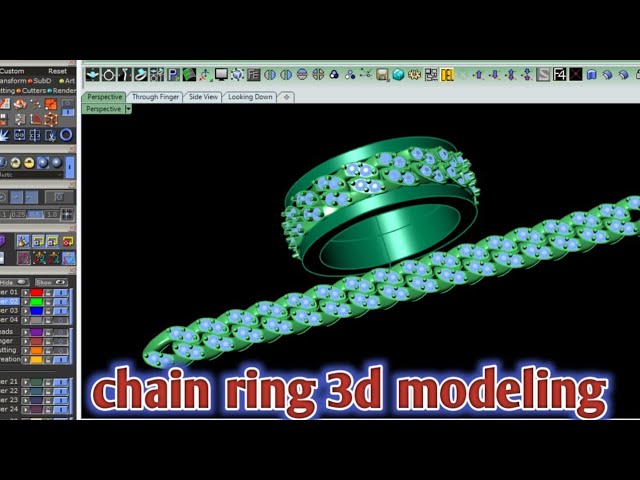 Jewelry Cuban Chain ring CAD Design Tutorial 3D Modeling with Rhino 3D class=