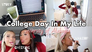 College Day in My Life | studying + CHEERING first gymnastics meet!