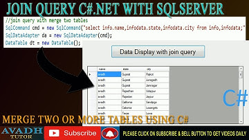 how to combine merge  two or more tables in c#.net | join query in c# with sql server
