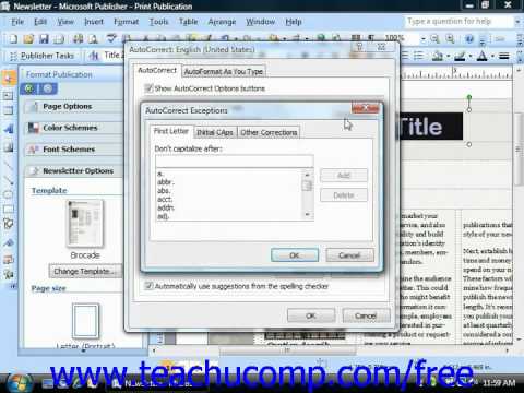 Publisher 2003 Tutorial Using AutoCorrect Microsoft Training Lesson 4. ...
