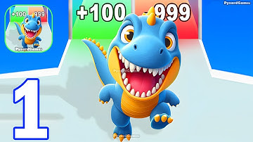 Dino Rush: Dinosaur Evolution - Gameplay Walkthrough Part 1 Dino Merge Run - Android Gameplay