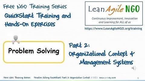Problem Solving Part 2 - ORGANIZATIONAL CONTEXT & MANAGEMENT SYSTEMS -  Quickstart Video Training