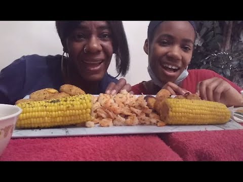 MUKBANG#114/SHRIMP/JALAPENO CHEDDAR POPPERS/CORN-ON-THE-COB/EATING SHOW/BURPING