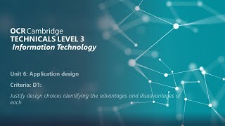 Cambridge Technicals L3 IT: Unit 6 Application Design Distinction 1 (D1)