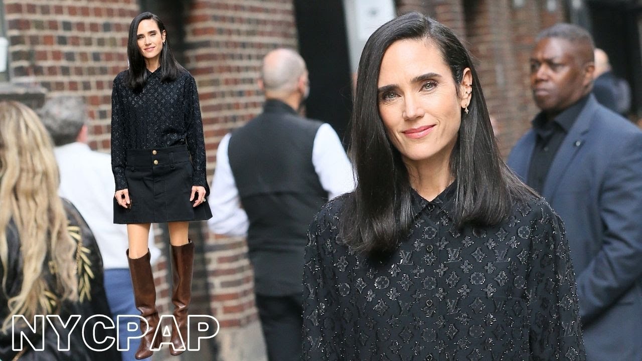 Jennifer Connelly in Louis Vuitton at The Late Show with Stephen Colbert &  Good Morning America