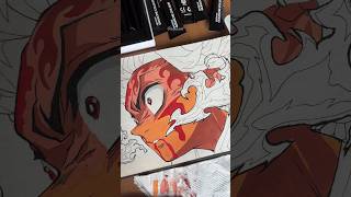 ​Paint Tanjiro Kamado🔥Gouache Art Process #drawingandassemblingdemonslayer #animedrawing #shortsart