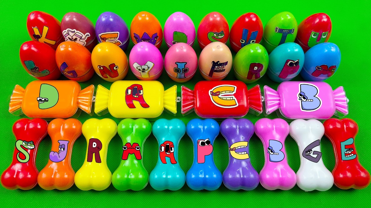 Alphabet Lore Mixing ASMR 🦈 Finding Hidden Slime Eggs, Bone, Candy Clay Mixing Colors ASMR  🎁 💖