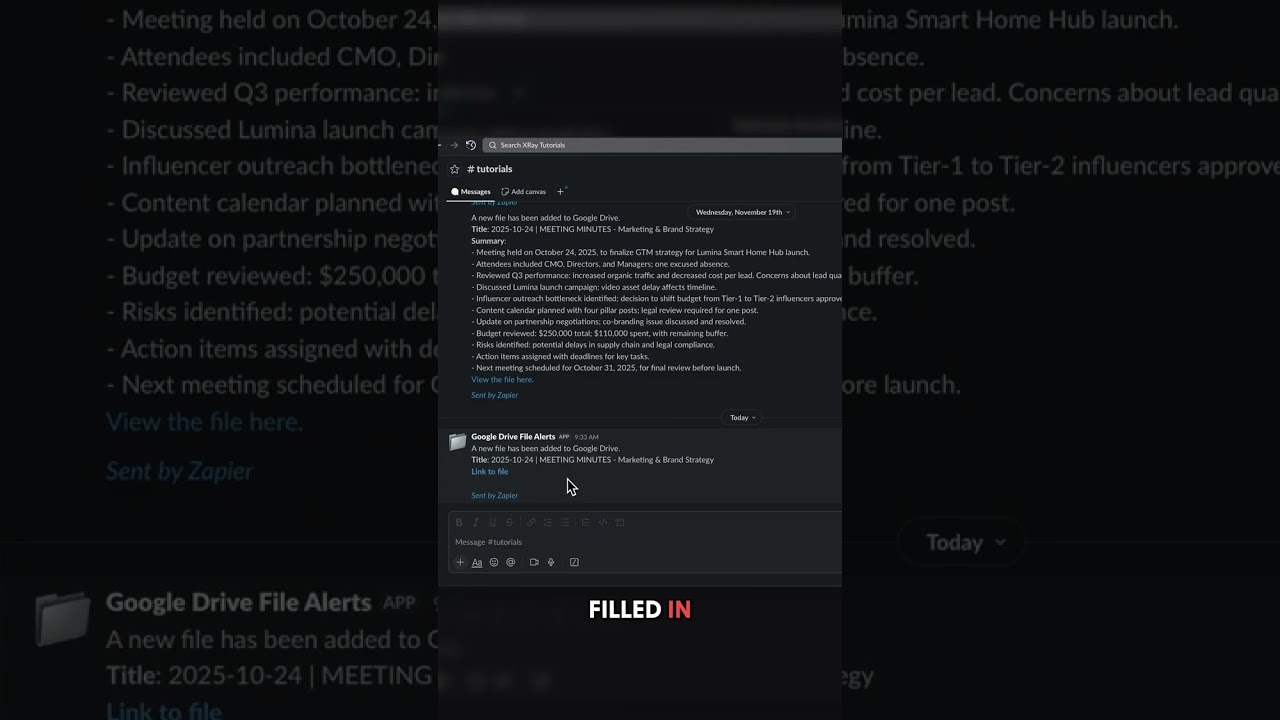 Zapier automation tutorial showing Google Drive to Slack workflow